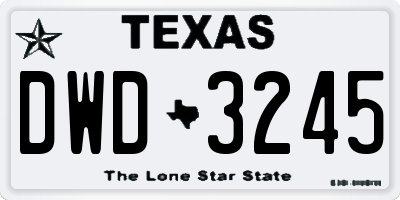 TX license plate DWD3245