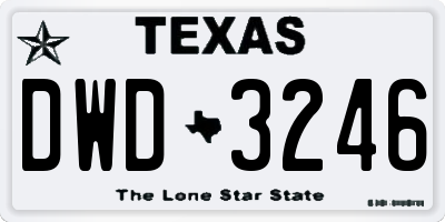 TX license plate DWD3246