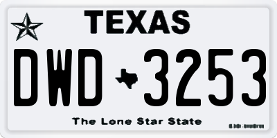 TX license plate DWD3253