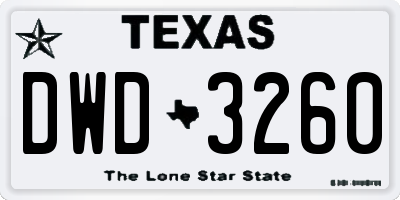 TX license plate DWD3260