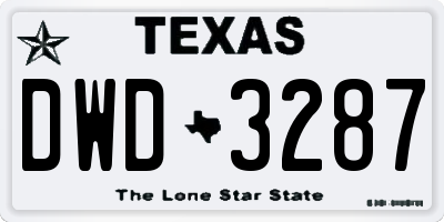 TX license plate DWD3287