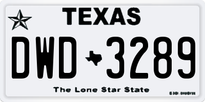 TX license plate DWD3289
