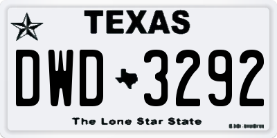 TX license plate DWD3292
