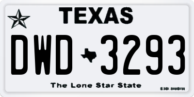 TX license plate DWD3293