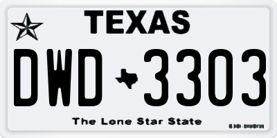 TX license plate DWD3303