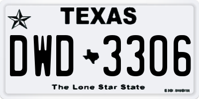 TX license plate DWD3306