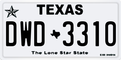 TX license plate DWD3310