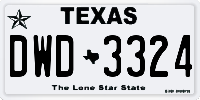 TX license plate DWD3324