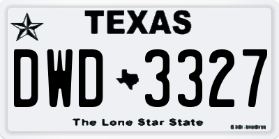 TX license plate DWD3327