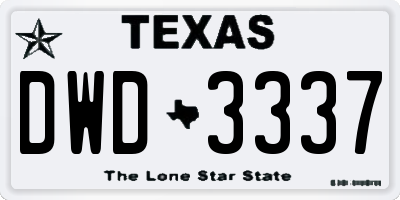 TX license plate DWD3337