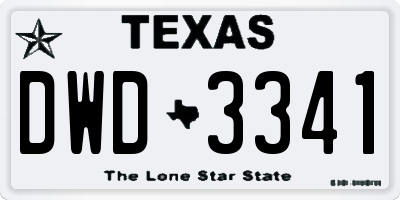 TX license plate DWD3341