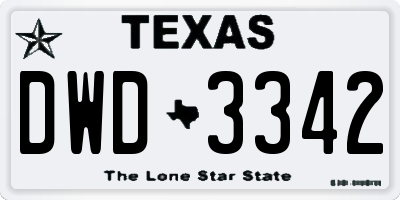 TX license plate DWD3342