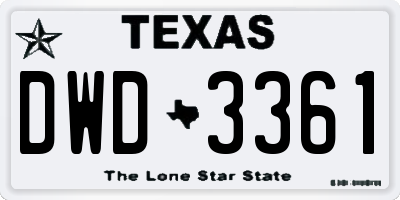 TX license plate DWD3361