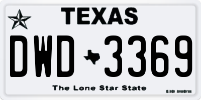 TX license plate DWD3369