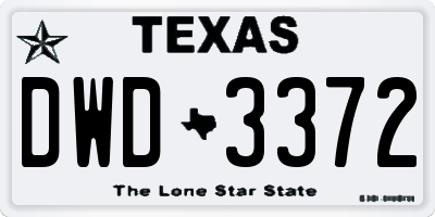 TX license plate DWD3372