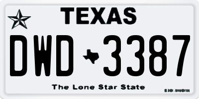TX license plate DWD3387