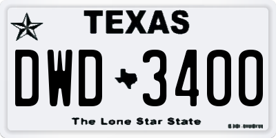 TX license plate DWD3400