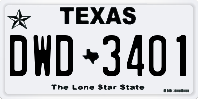 TX license plate DWD3401