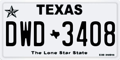 TX license plate DWD3408