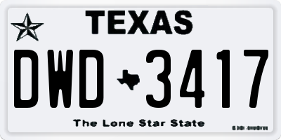 TX license plate DWD3417