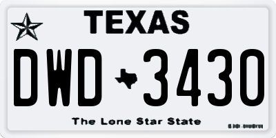 TX license plate DWD3430