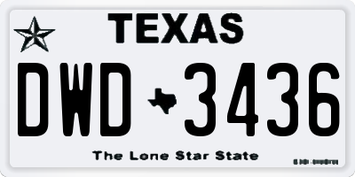TX license plate DWD3436