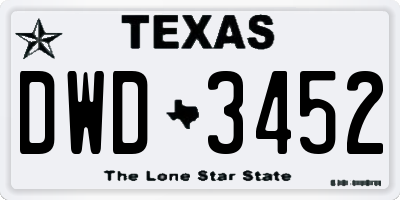 TX license plate DWD3452