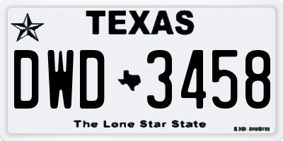 TX license plate DWD3458
