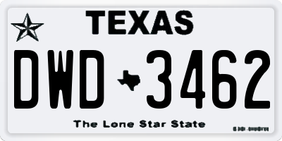 TX license plate DWD3462