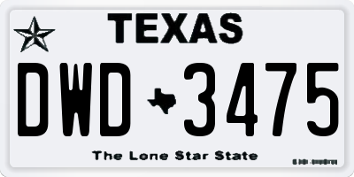TX license plate DWD3475