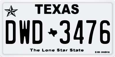 TX license plate DWD3476