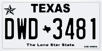 TX license plate DWD3481