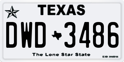 TX license plate DWD3486