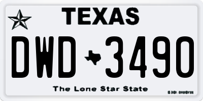 TX license plate DWD3490