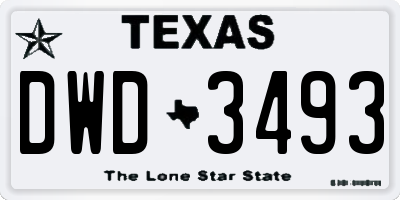 TX license plate DWD3493
