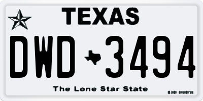 TX license plate DWD3494