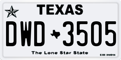 TX license plate DWD3505