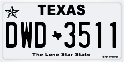 TX license plate DWD3511