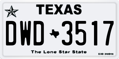 TX license plate DWD3517