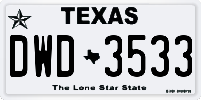 TX license plate DWD3533