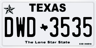 TX license plate DWD3535