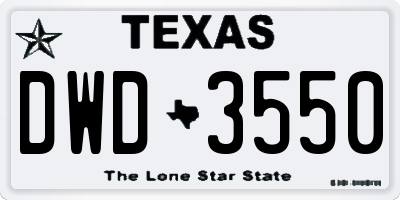 TX license plate DWD3550