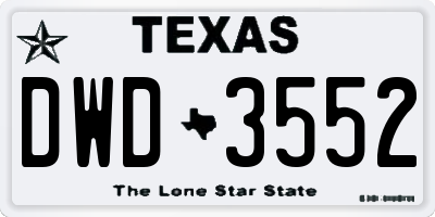 TX license plate DWD3552