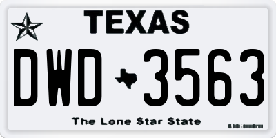 TX license plate DWD3563