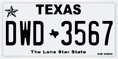 TX license plate DWD3567