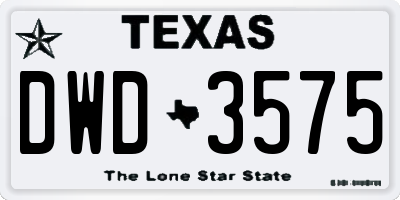 TX license plate DWD3575