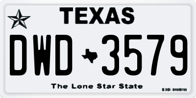 TX license plate DWD3579