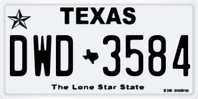 TX license plate DWD3584