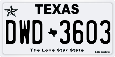 TX license plate DWD3603
