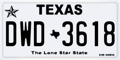 TX license plate DWD3618